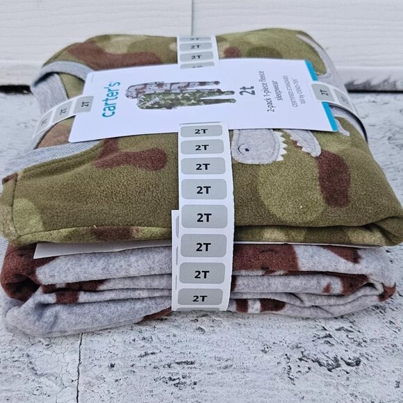 Carters Baby Sleepwear Green and Gray 1 Piece Fleece Jumper Set of 2 Size 2T New - Picture 9 of 11